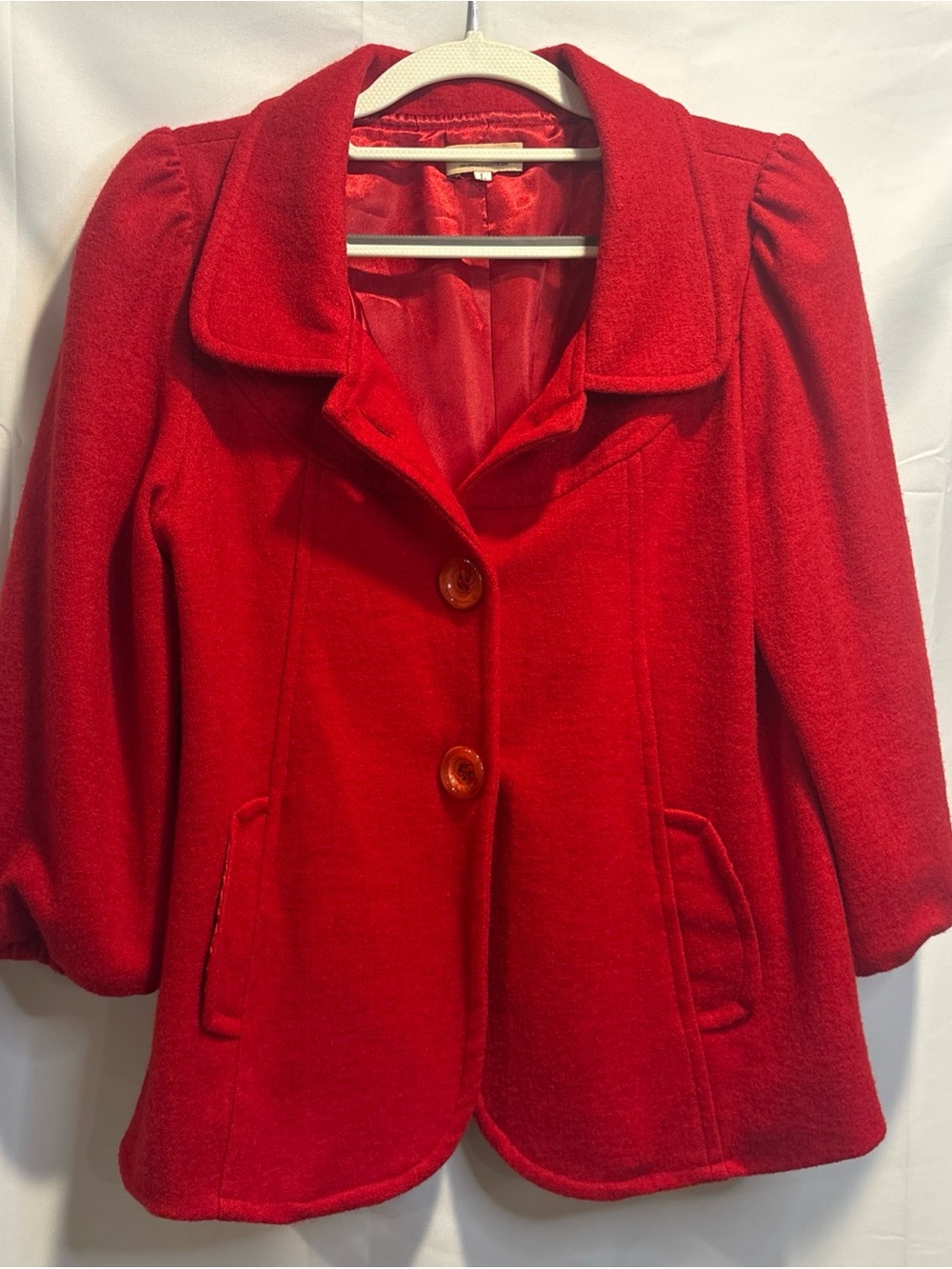 Piko 1988 Red Pea Coat with Notched Collar